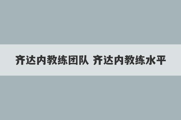 齐达内教练团队 齐达内教练水平