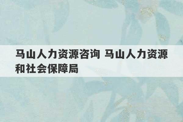 马山人力资源咨询 马山人力资源和社会保障局