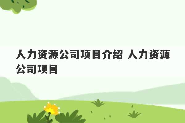 人力资源公司项目介绍 人力资源公司项目