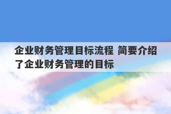 企业财务管理目标流程 简要介绍了企业财务管理的目标