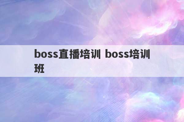 boss直播培训 boss培训班