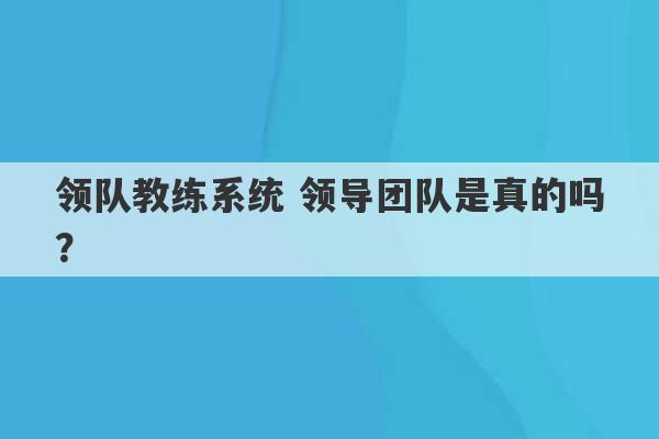 领队教练系统 领导团队是真的吗？