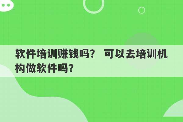 软件培训赚钱吗？ 可以去培训机构做软件吗？