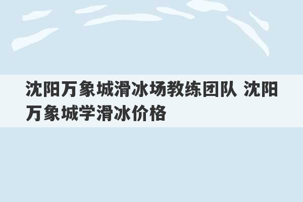 沈阳万象城滑冰场教练团队 沈阳万象城学滑冰价格