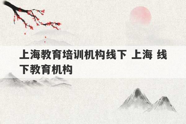 上海教育培训机构线下 上海 线下教育机构