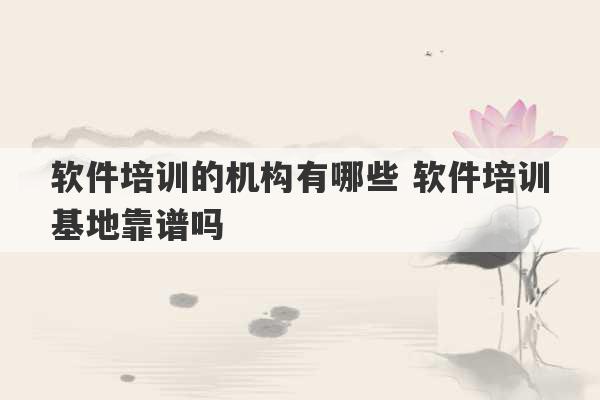 软件培训的机构有哪些 软件培训基地靠谱吗