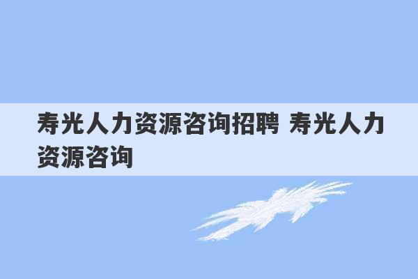 寿光人力资源咨询招聘 寿光人力资源咨询