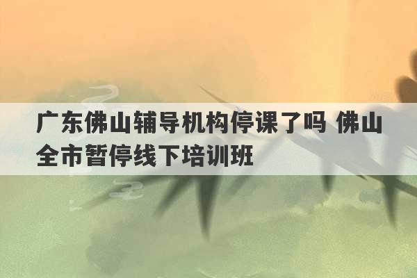 广东佛山辅导机构停课了吗 佛山全市暂停线下培训班