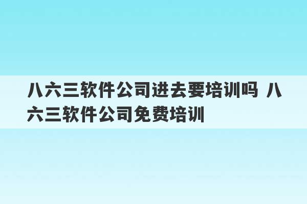 八六三软件公司进去要培训吗 八六三软件公司免费培训