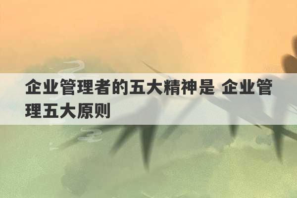 企业管理者的五大精神是 企业管理五大原则