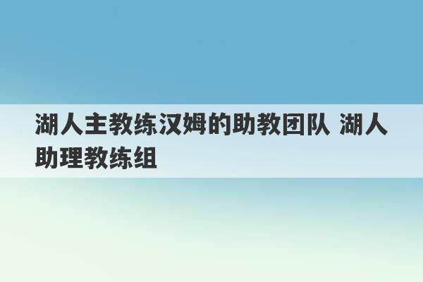 湖人主教练汉姆的助教团队 湖人助理教练组