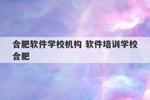 合肥软件学校机构 软件培训学校合肥