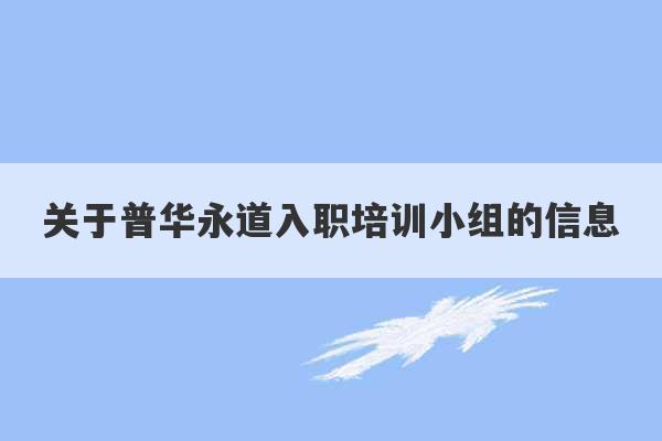 关于普华永道入职培训小组的信息