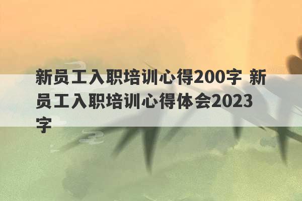 新员工入职培训心得200字 新员工入职培训心得体会2023
字