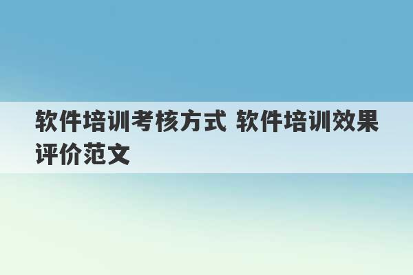 软件培训考核方式 软件培训效果评价范文