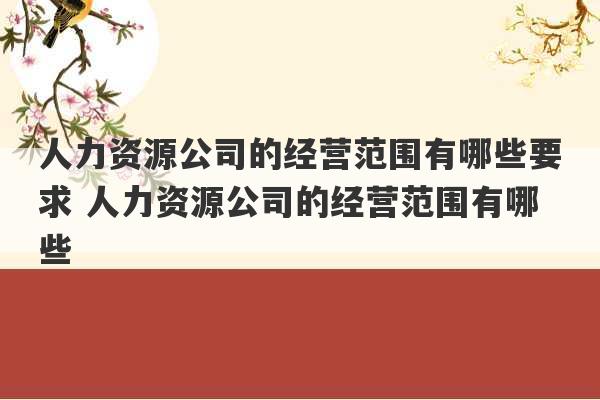 人力资源公司的经营范围有哪些要求 人力资源公司的经营范围有哪些