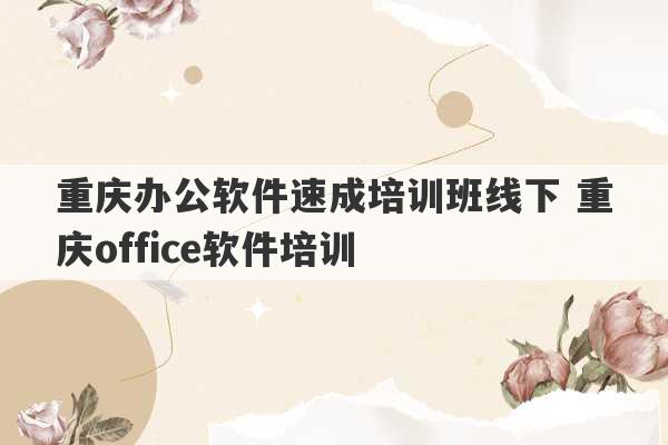 重庆办公软件速成培训班线下 重庆office软件培训