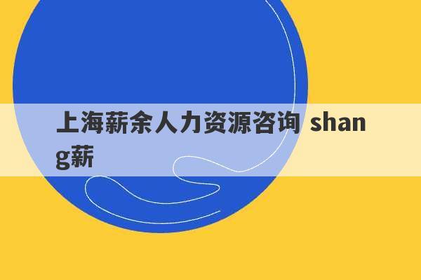 上海薪余人力资源咨询 shang薪