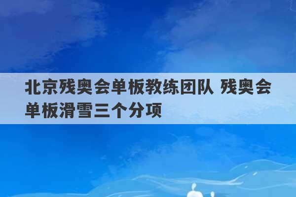 北京残奥会单板教练团队 残奥会单板滑雪三个分项