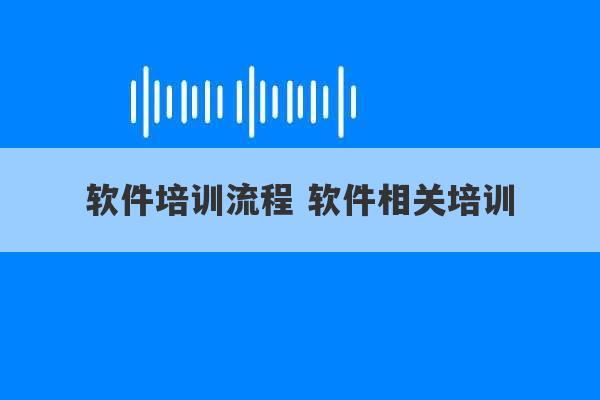 软件培训流程 软件相关培训