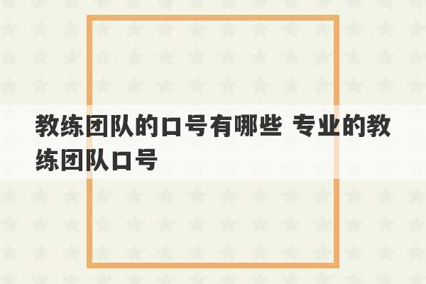 教练团队的口号有哪些 专业的教练团队口号