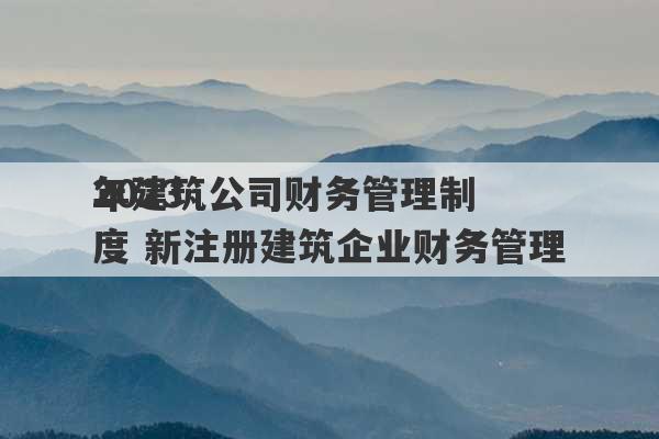 2023
年建筑公司财务管理制度 新注册建筑企业财务管理