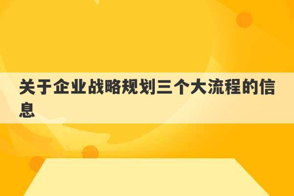 关于企业战略规划三个大流程的信息