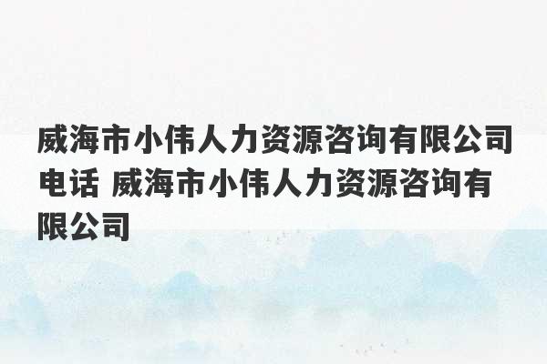 威海市小伟人力资源咨询有限公司电话 威海市小伟人力资源咨询有限公司