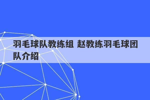 羽毛球队教练组 赵教练羽毛球团队介绍