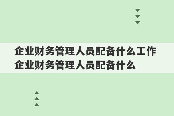 企业财务管理人员配备什么工作 企业财务管理人员配备什么