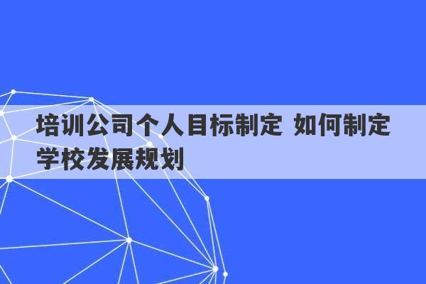 培训公司个人目标制定 如何制定学校发展规划