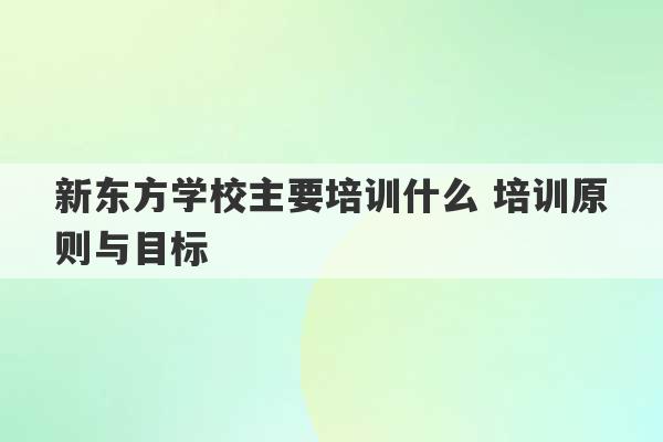 新东方学校主要培训什么 培训原则与目标