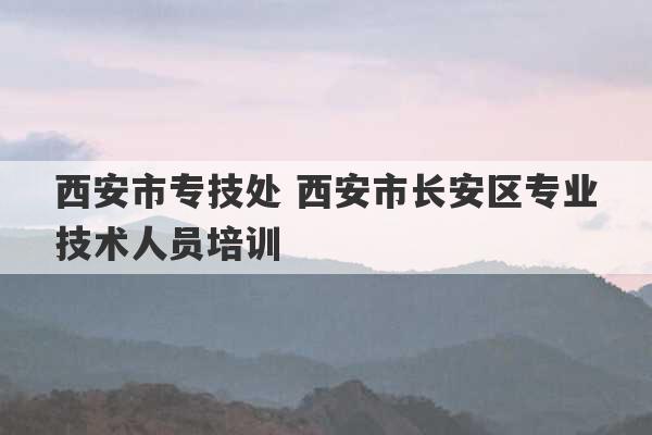 西安市专技处 西安市长安区专业技术人员培训