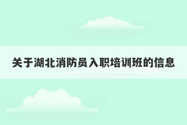 关于湖北消防员入职培训班的信息