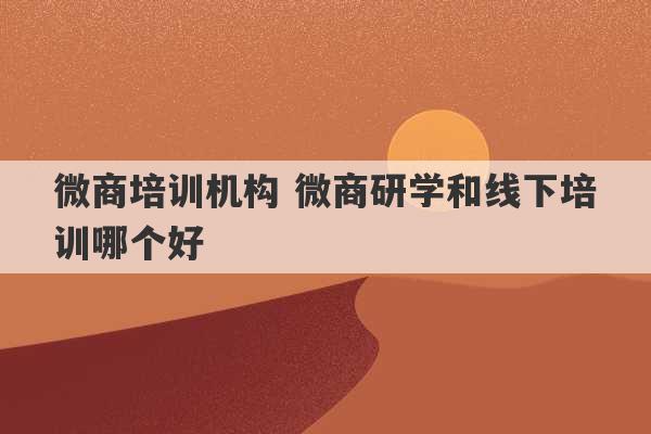 微商培训机构 微商研学和线下培训哪个好