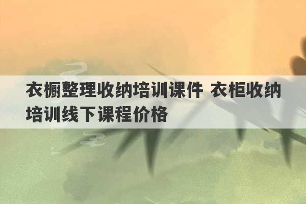 衣橱整理收纳培训课件 衣柜收纳培训线下课程价格