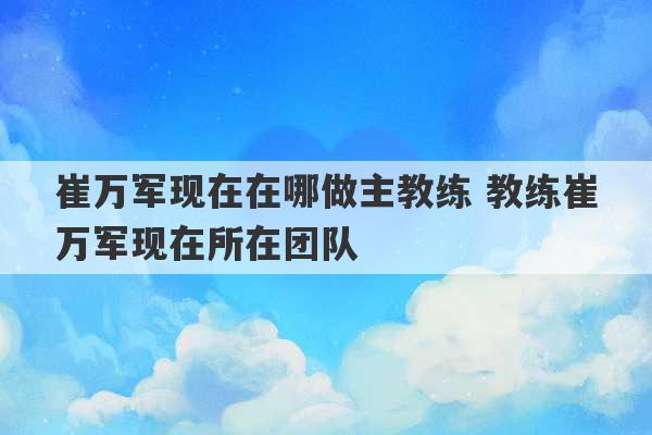 崔万军现在在哪做主教练 教练崔万军现在所在团队