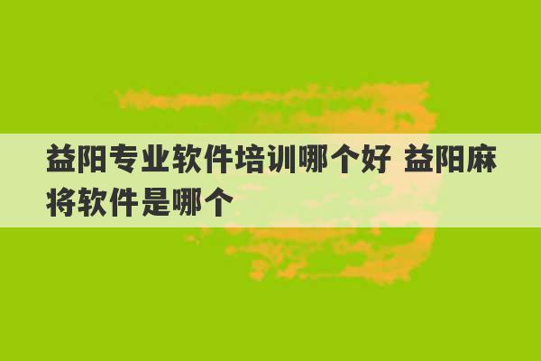 益阳专业软件培训哪个好 益阳麻将软件是哪个