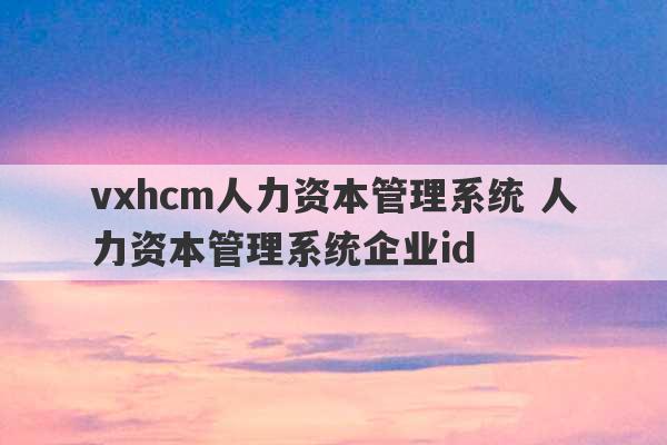 vxhcm人力资本管理系统 人力资本管理系统企业id