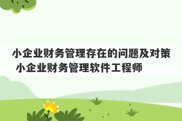 小企业财务管理存在的问题及对策 小企业财务管理软件工程师