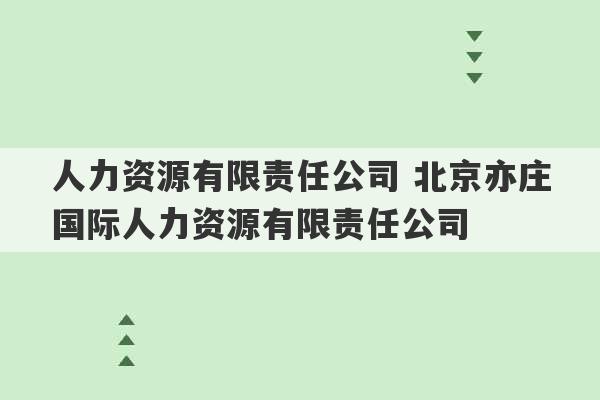 人力资源有限责任公司 北京亦庄国际人力资源有限责任公司