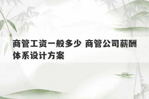 商管工资一般多少 商管公司薪酬体系设计方案