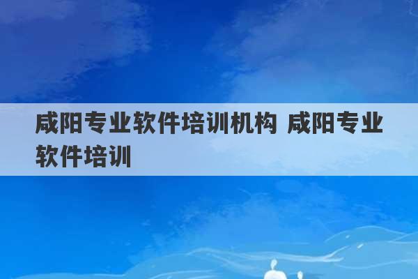 咸阳专业软件培训机构 咸阳专业软件培训