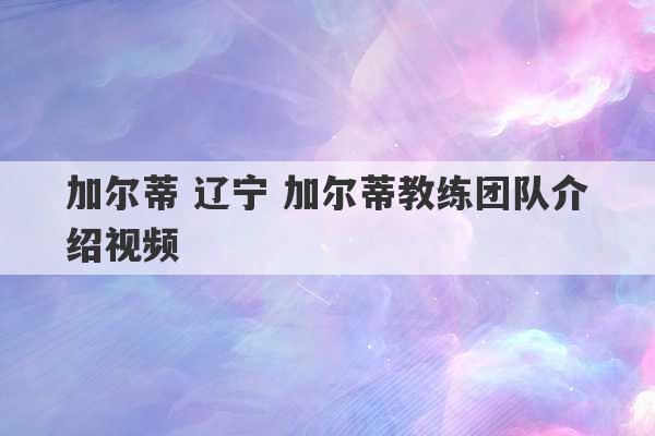 加尔蒂 辽宁 加尔蒂教练团队介绍视频