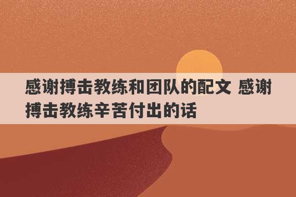 感谢搏击教练和团队的配文 感谢搏击教练辛苦付出的话