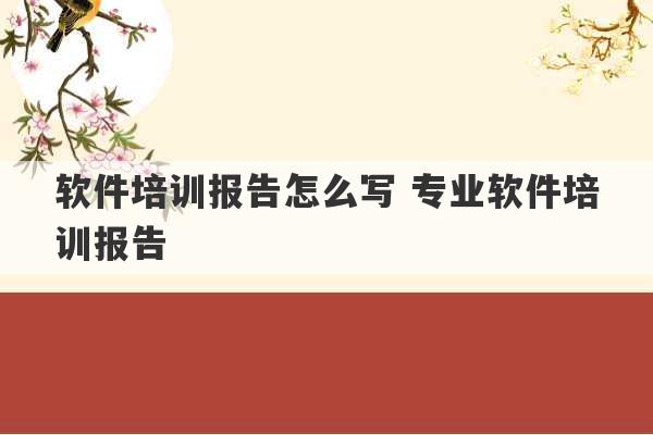 软件培训报告怎么写 专业软件培训报告