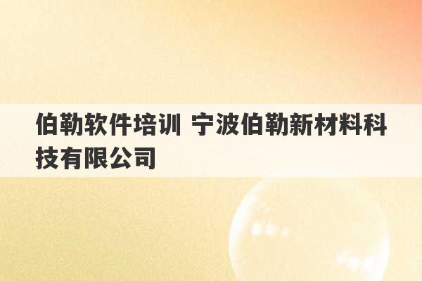 伯勒软件培训 宁波伯勒新材料科技有限公司