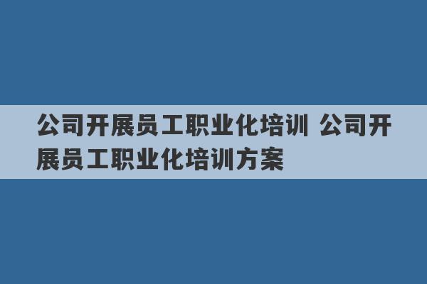 公司开展员工职业化培训 公司开展员工职业化培训方案