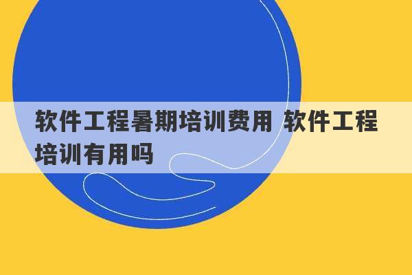 软件工程暑期培训费用 软件工程培训有用吗