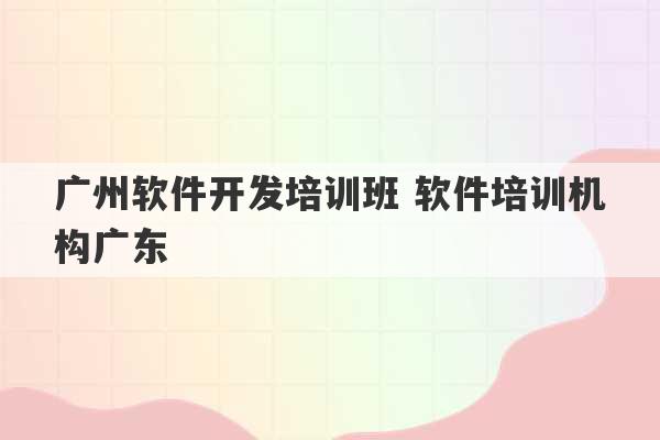 广州软件开发培训班 软件培训机构广东